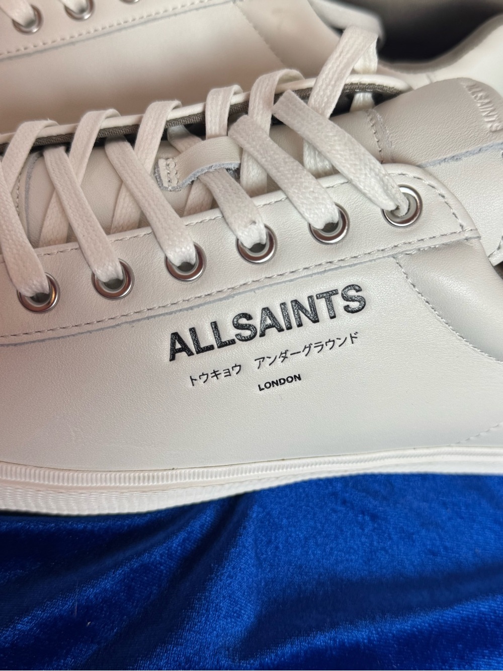 All Saints Men’s White Leather Underground Low-Top Sneakers - Picture 2 of 9